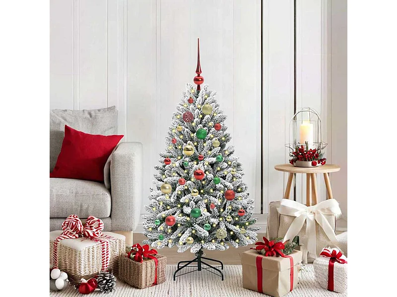 Kunstkerstboom Groen en Wit 120 cm PVC en Metalen