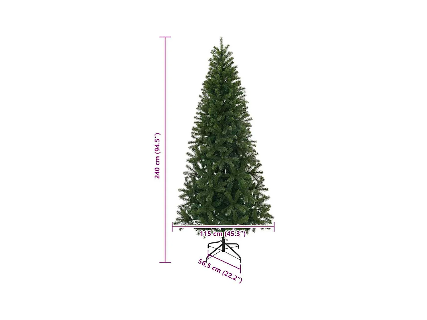Árbol de Navidad artificial Verde 240 cm PVC, PE y acero