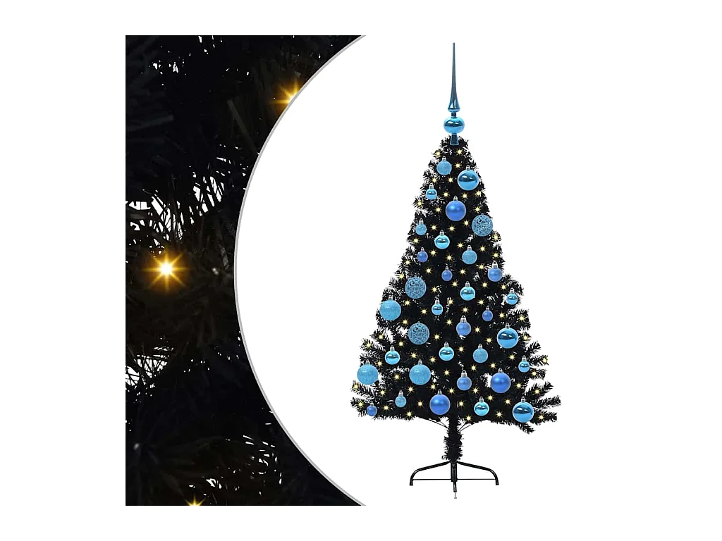 Árvore de Natal Artificial Pré-iluminada Preto 120 cm PVC