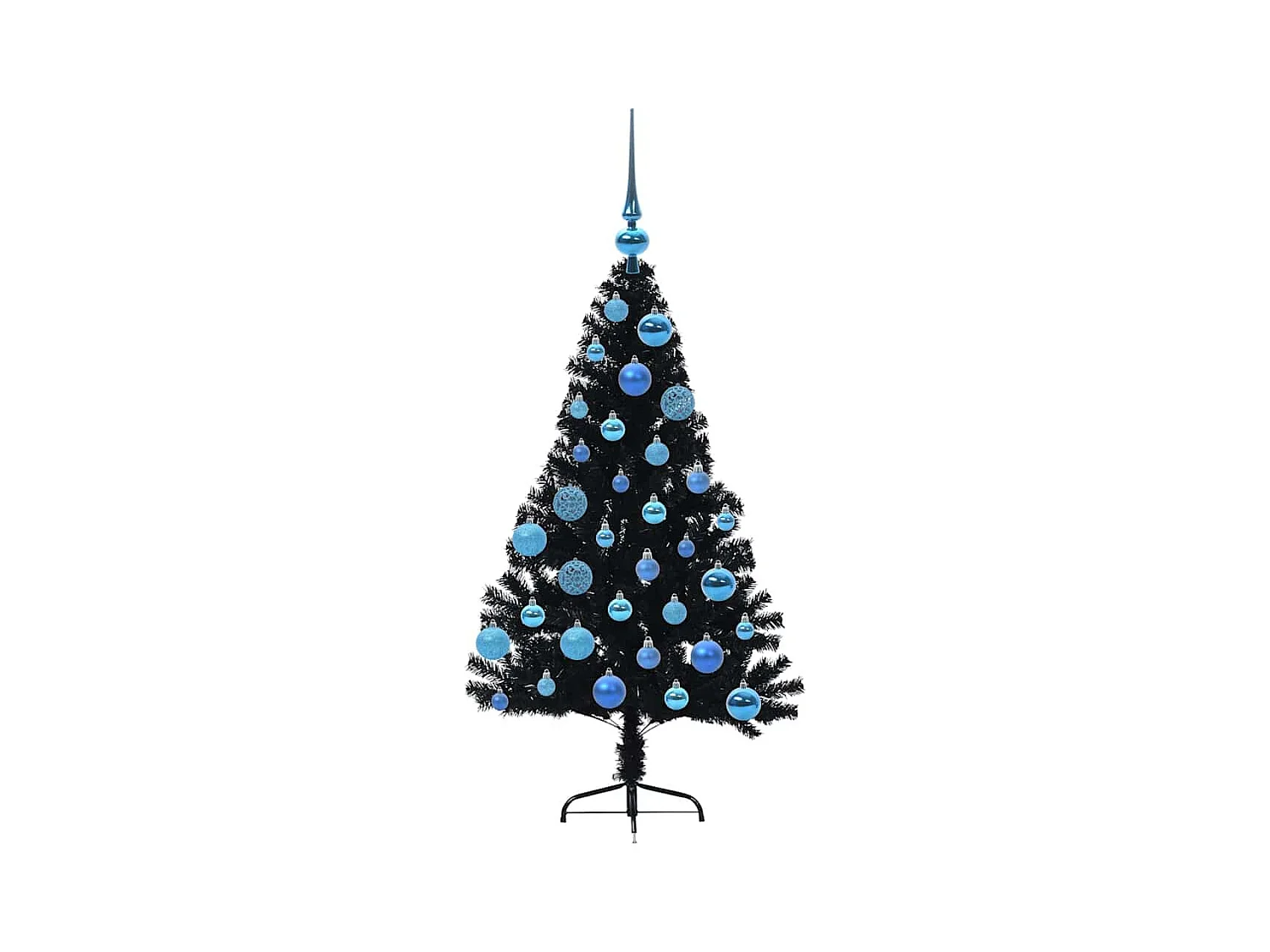 Árvore de Natal Artificial Pré-iluminada Preto 120 cm PVC