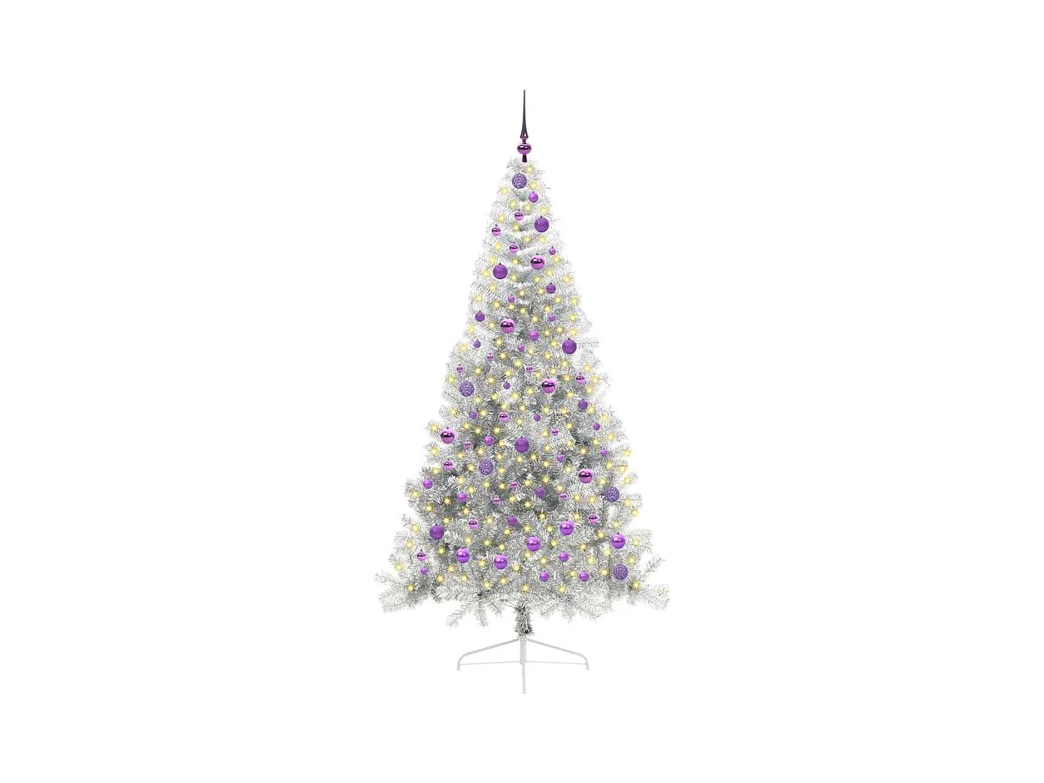 Árbol de Navidad Artificial Preiluminado Plateado 210 cm PET