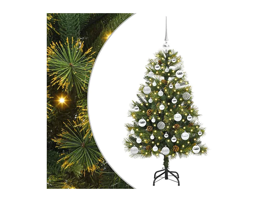 Sapin de Noël artificiel avec branches pliables et cônes 150 cm