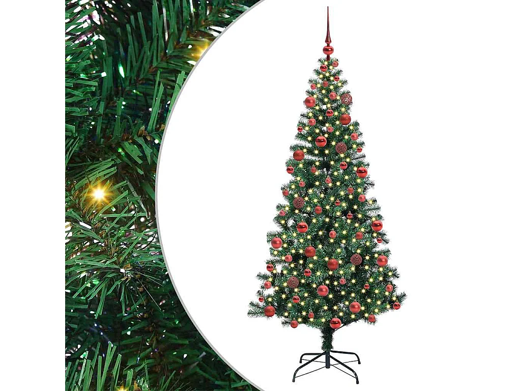 Kunststof Voorverlichte Kerstboom Groen 180 cm PVC en Metalen