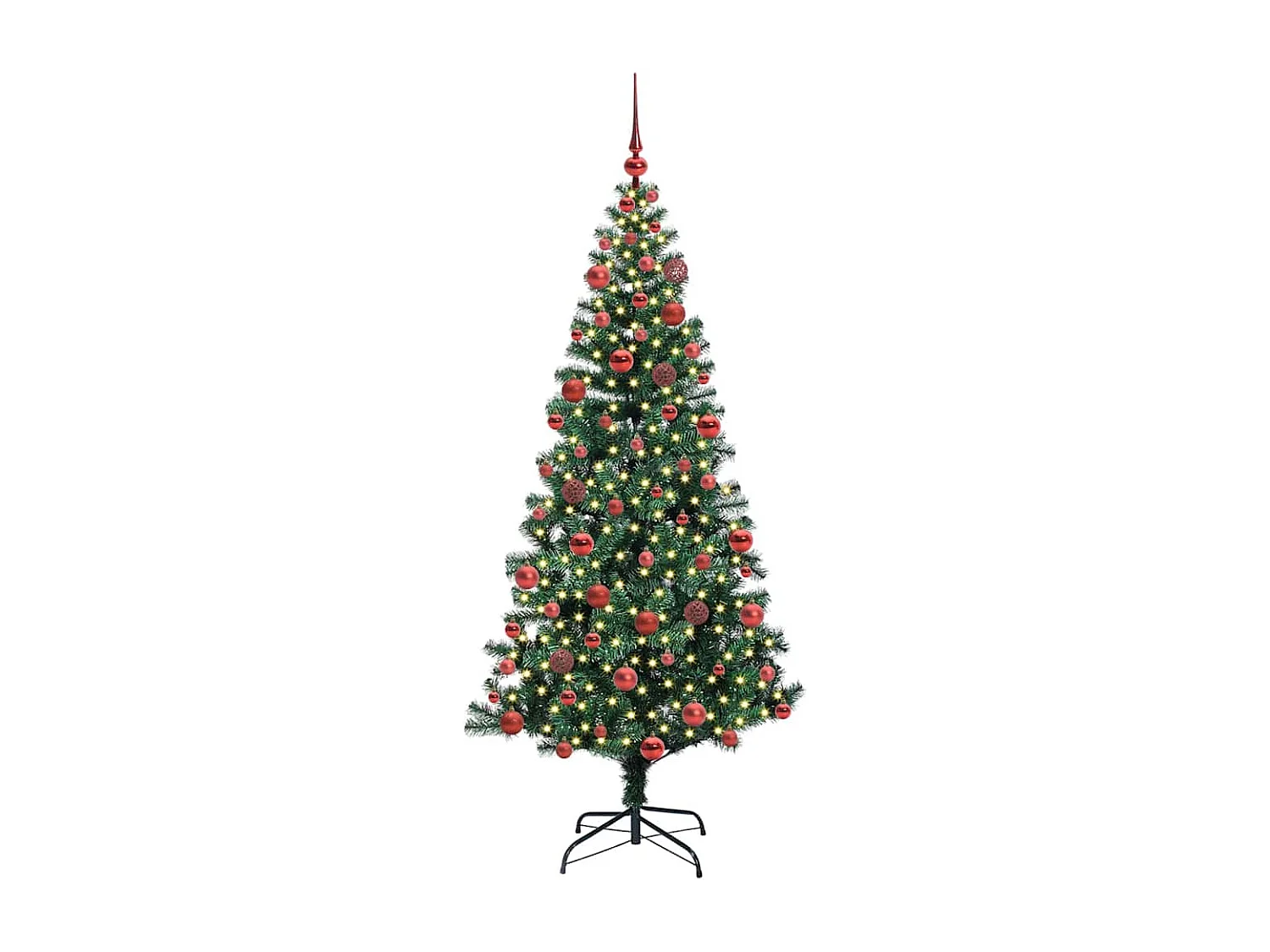 Kunststof Voorverlichte Kerstboom Groen 180 cm PVC en Metalen