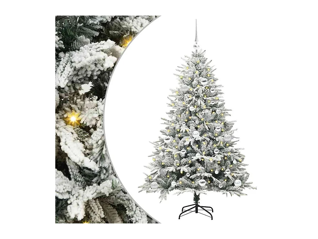 Sapin de Noël artificiel pré-éclairé avec set de boules Vert