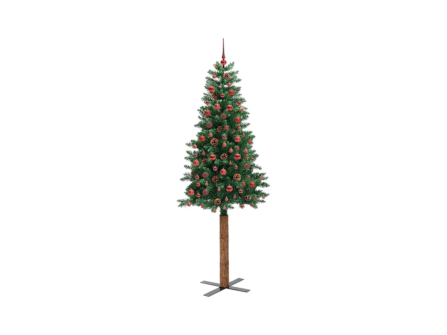 Árbol de Navidad Delgado con 300 LED con soporte Verde 210 cm