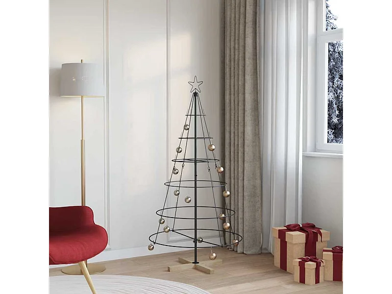 Kerst Cone Boom met standaard Zwart 150 cm Staal