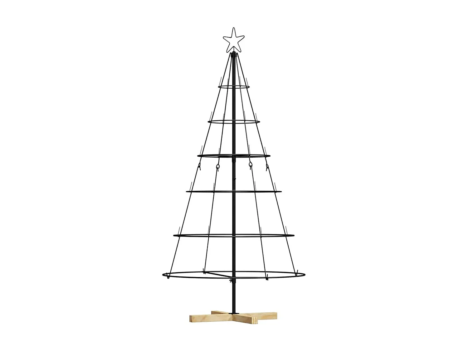 Arbre en cône de Noël avec support Noir 150 cm Acier