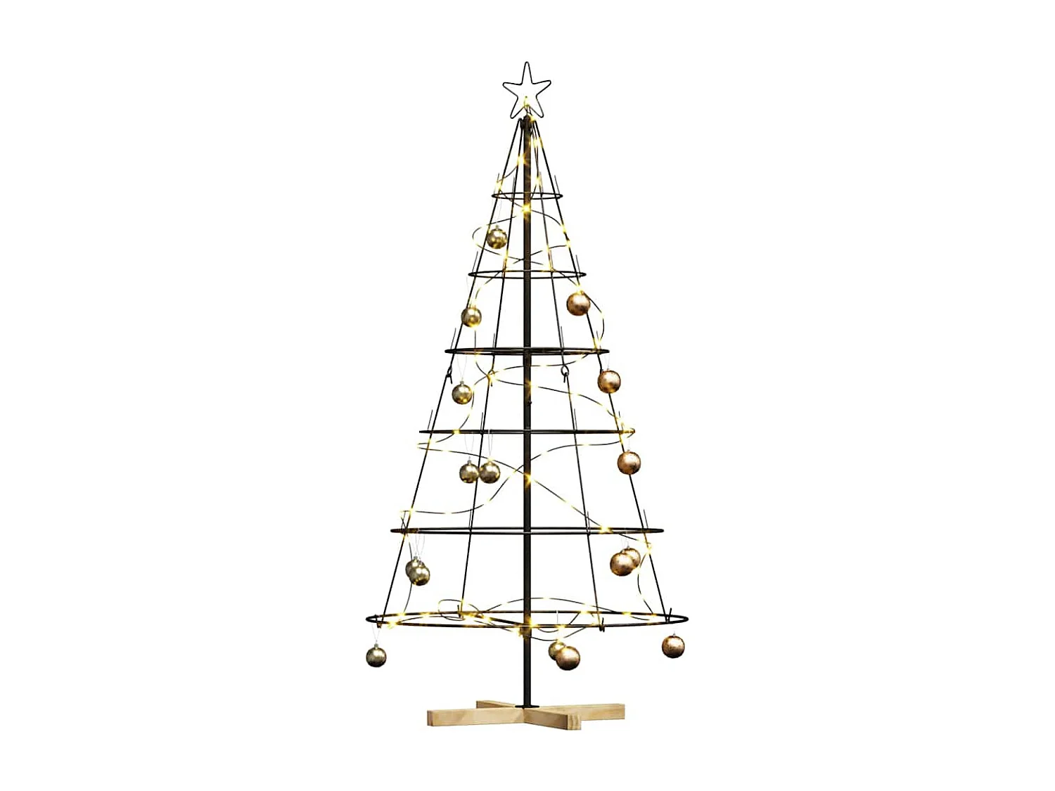 Arbre en cône de Noël avec support Noir 150 cm Acier