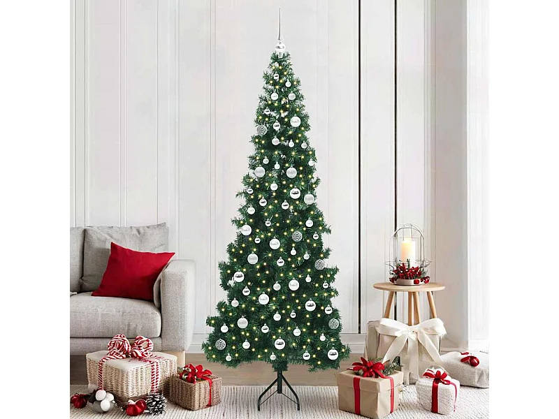 Arbre de Noël artificiel d'angle Vert 210 cm PVC et métal
