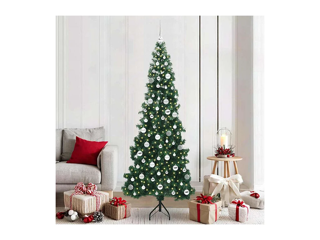 Arbre de Noël artificiel d'angle Vert 210 cm PVC et métal