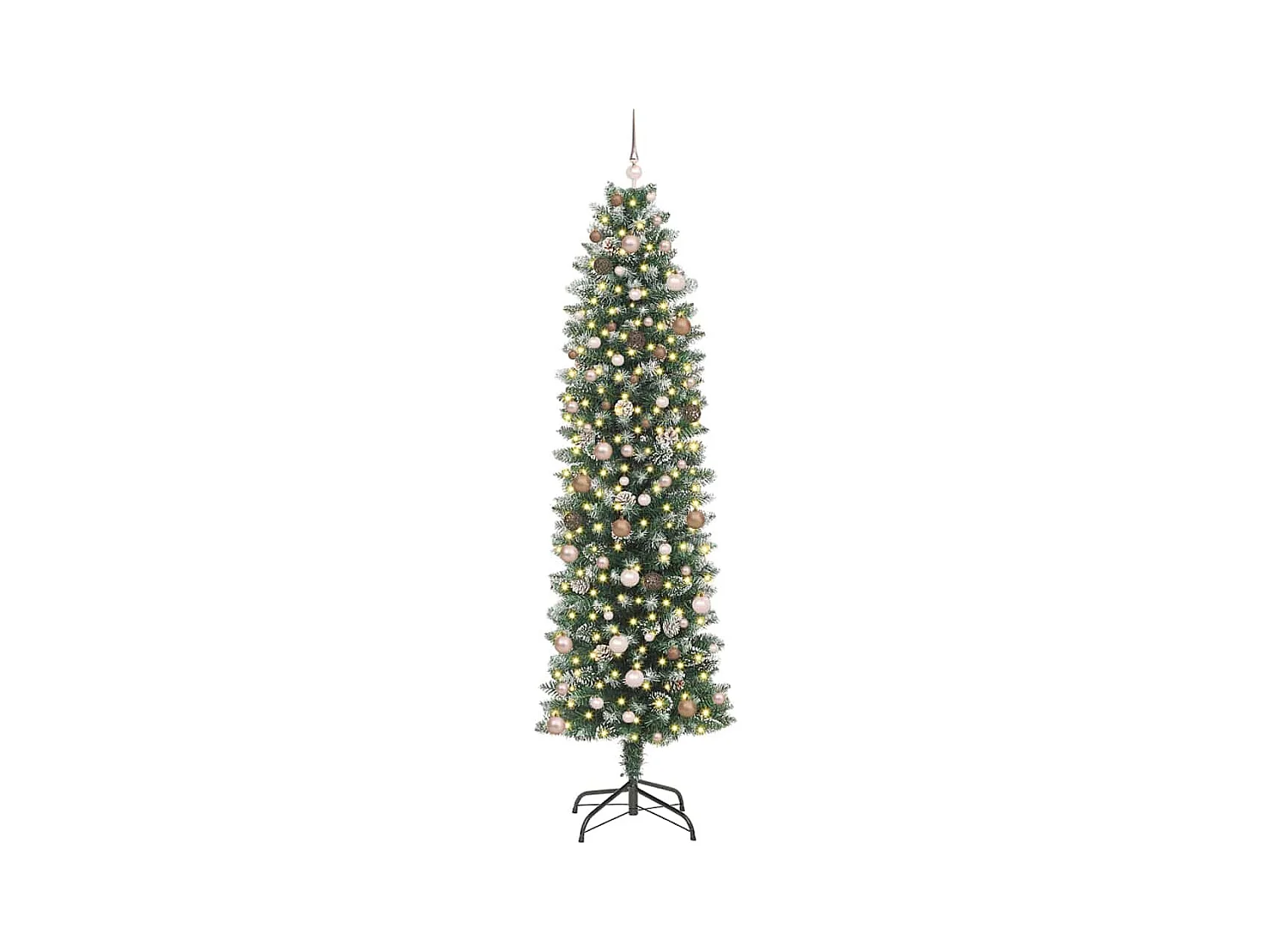 Kunstmatige slanke kerstboom Groen en Wit 240 cm Plastic en PVC