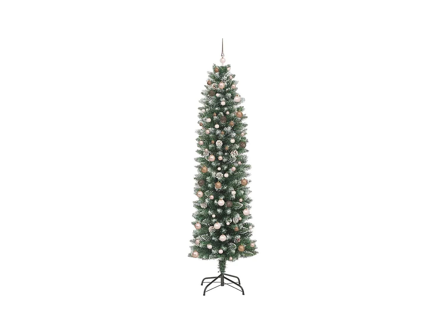Kunstmatige slanke kerstboom Groen en Wit 240 cm Plastic en PVC