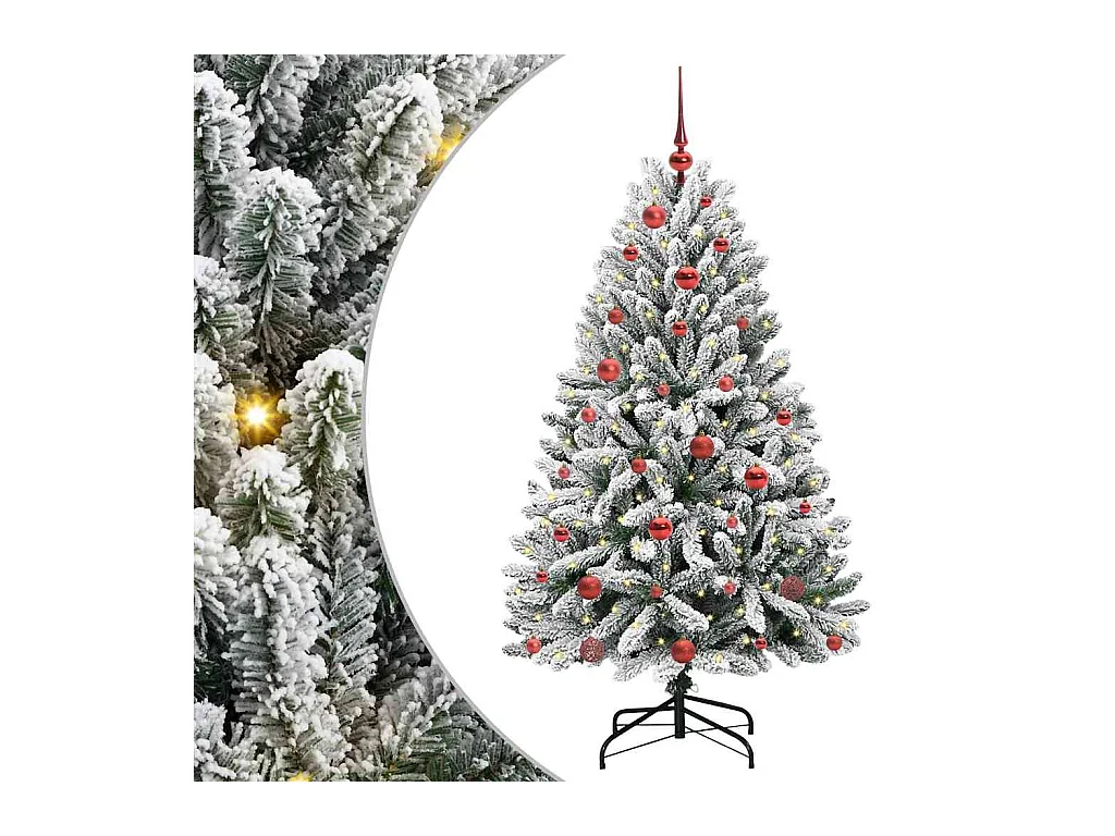 Sapin de Noël artificiel Vert et blanc 150 cm PVC et métal