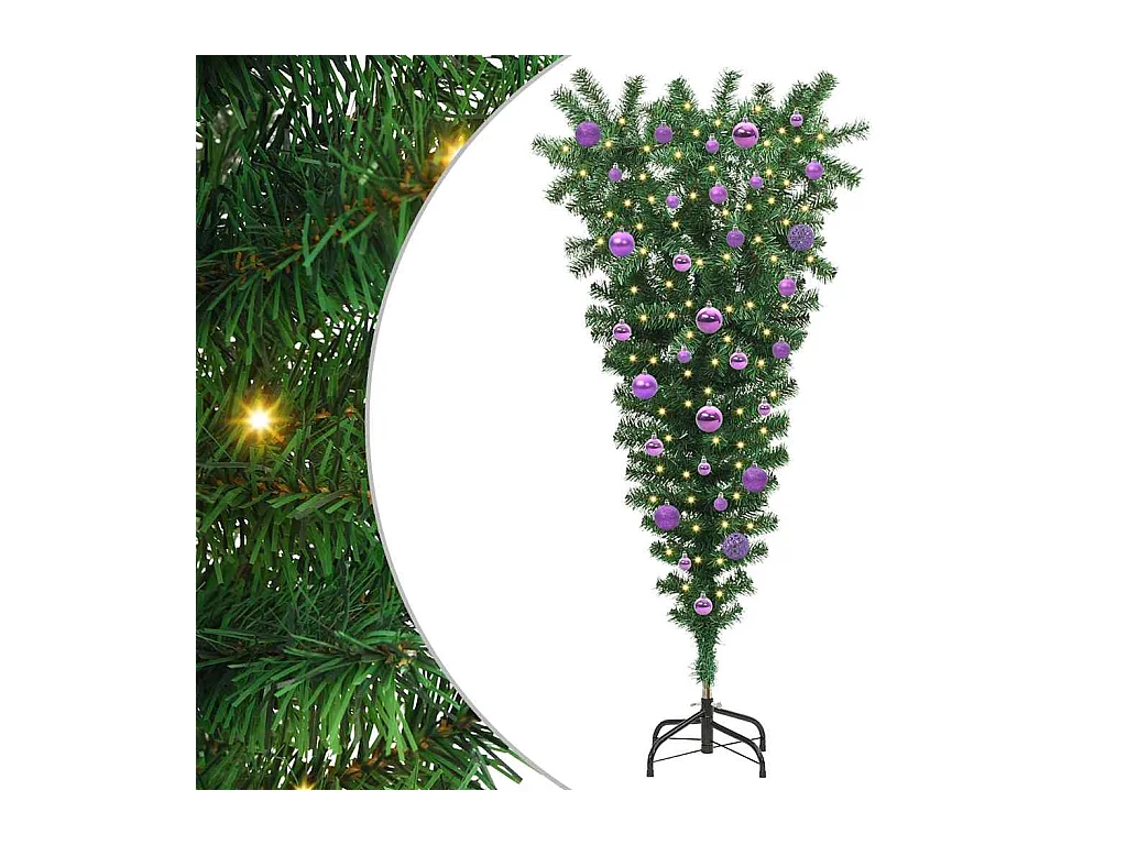 Sapin de Noël artificiel prééclairé à l'envers avec ensemble de boules