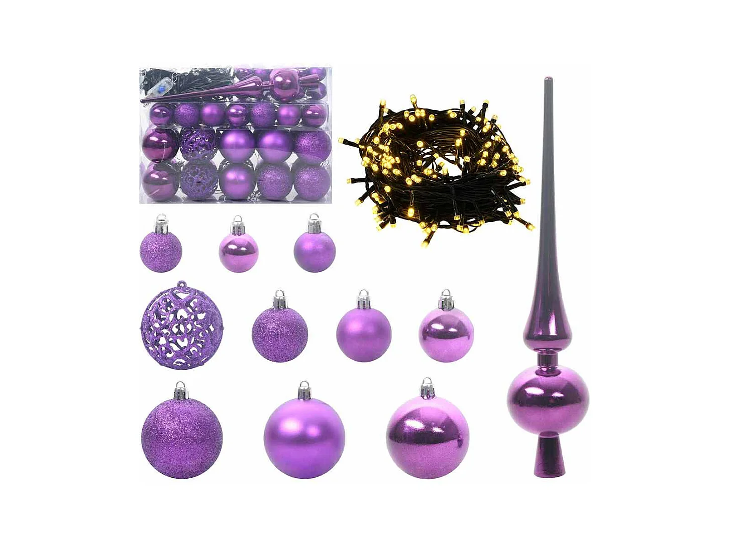 Sapin de Noël artificiel prééclairé à l'envers avec ensemble de boules