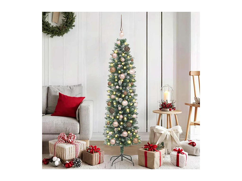 Arbre de Noël artificiel slim avec 150 LED Vert 150 cm