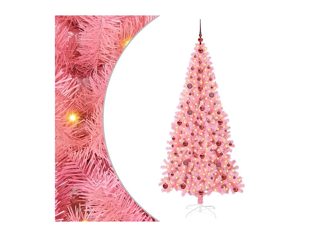 Sapin de Noël avec 300 LED avec support Rose 210 cm PVC