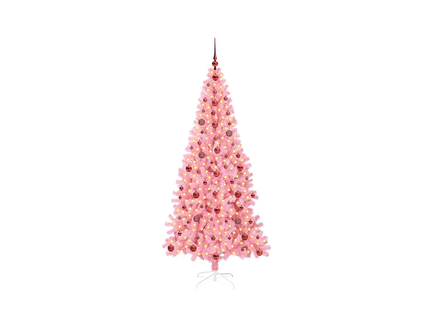 Sapin de Noël avec 300 LED avec support Rose 210 cm PVC
