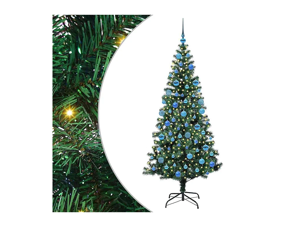 Sapin de Noël artificiel pré-éclairé Vert 180 cm PVC