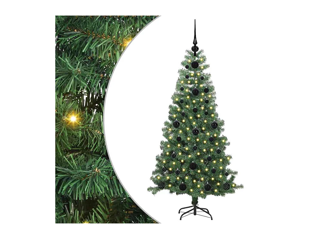 Sapin de Noël avec 150 LED avec support Vert 120 cm PVC