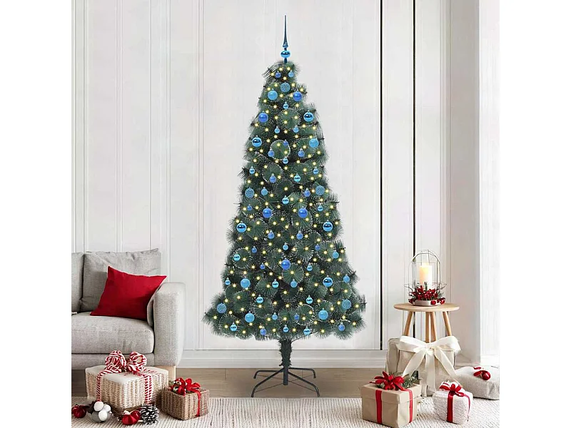 Árbol de Navidad Artificial Pre-iluminado con Juego de Bolas