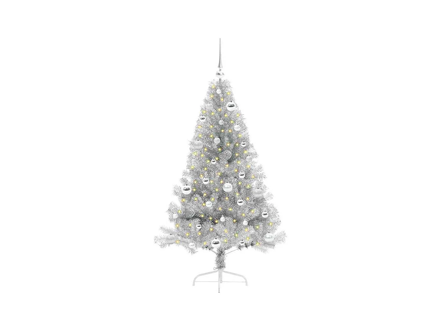 Sapin de Noël artificiel pré-éclairé Argent 150 cm PET