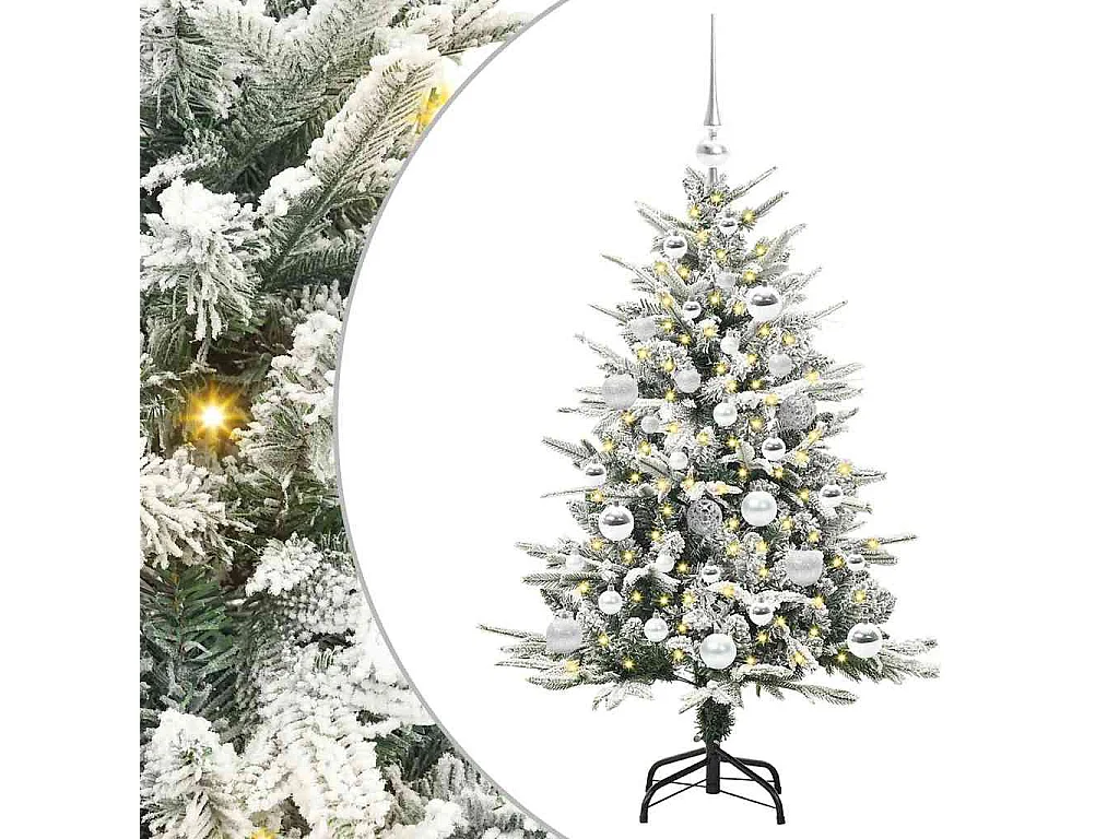 Sapin de Noël artificiel pré-éclairé avec set de boules Vert