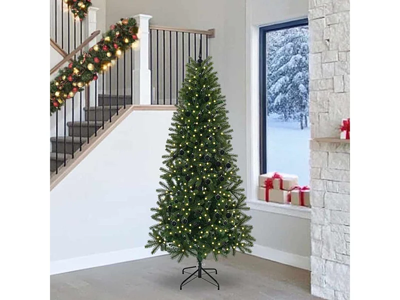 Kunstkerstboom met 300 LED met standaard Groen 240 cm PE en PVC