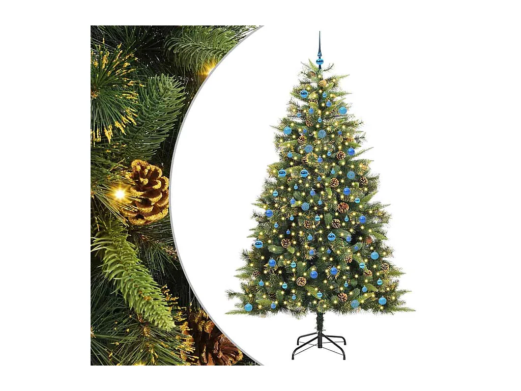 Árbol de Navidad artificial con ramas plegables y conos 240 cm