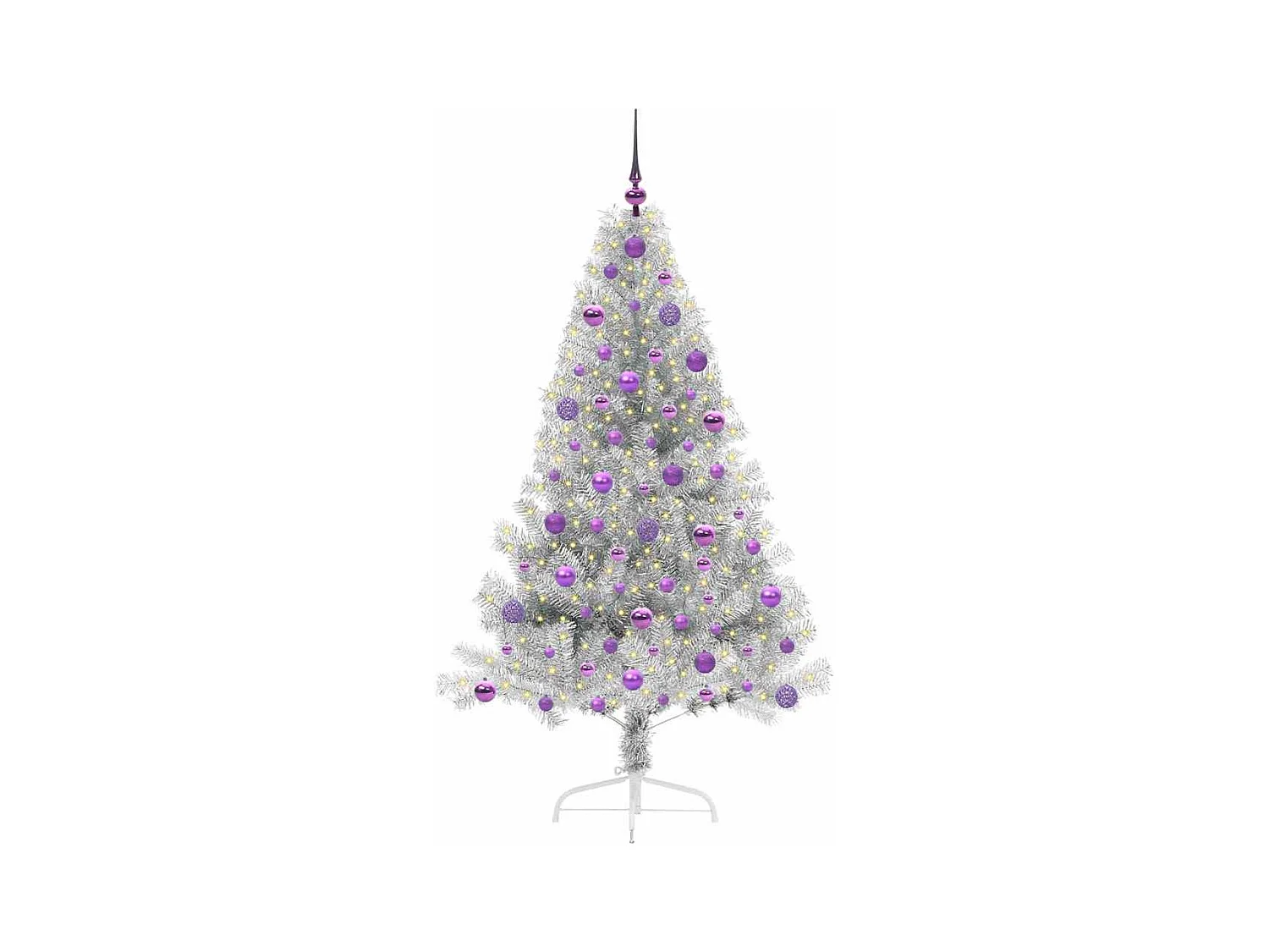 Sapin de Noël artificiel pré-éclairé Argent 180 cm PET