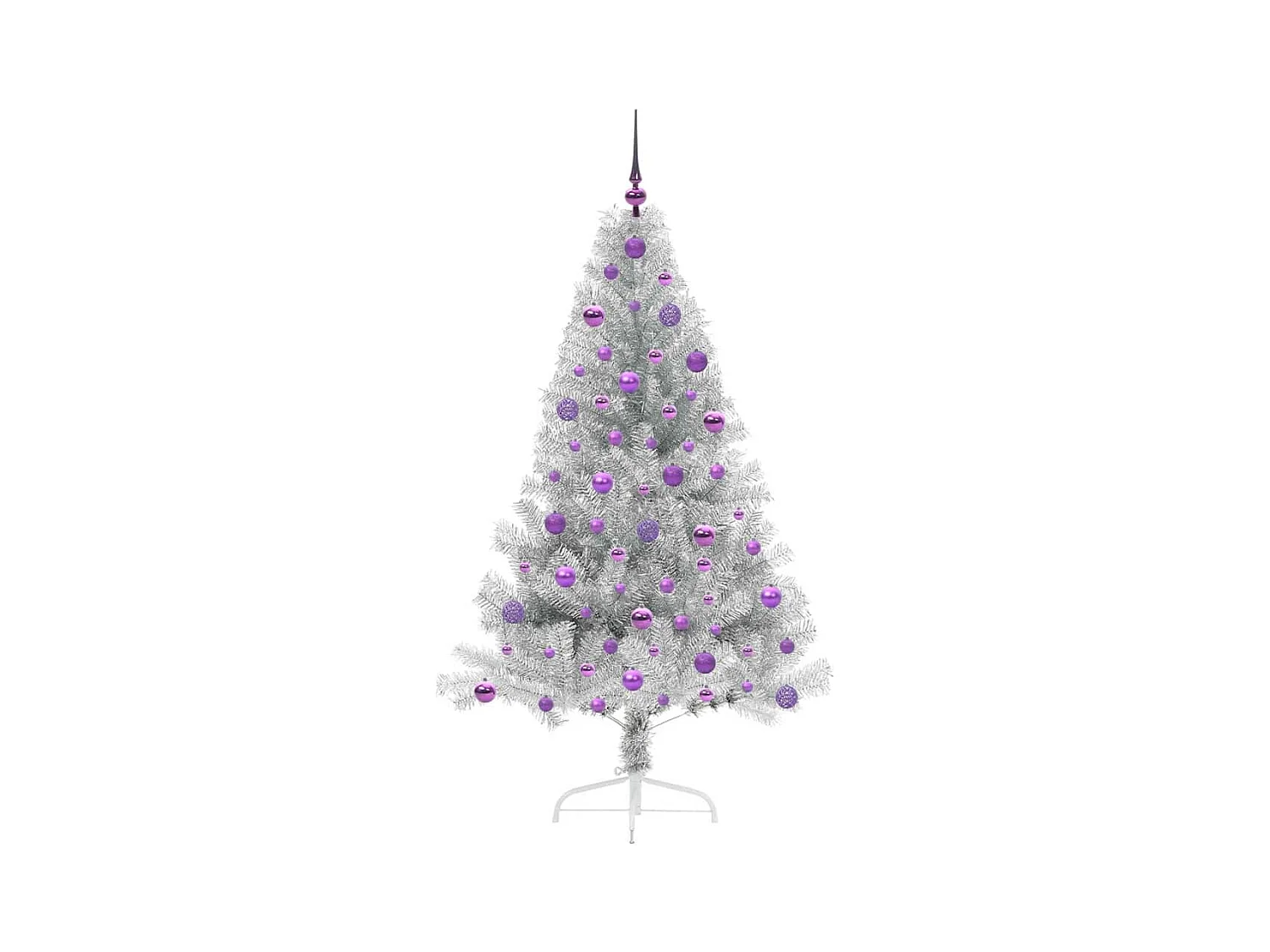 Sapin de Noël artificiel pré-éclairé Argent 180 cm PET
