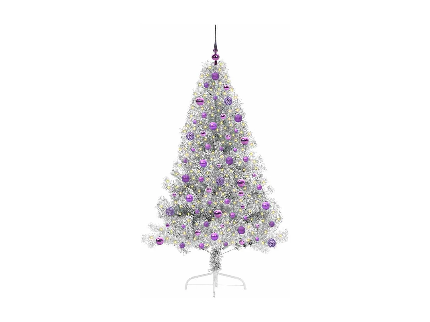 Sapin de Noël artificiel pré-éclairé Argent 180 cm PET