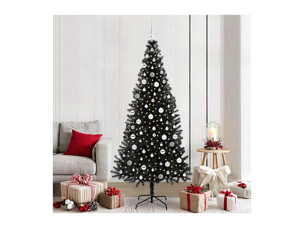 Árbol de Navidad con 300 LED con soporte Negro 210 cm PVC