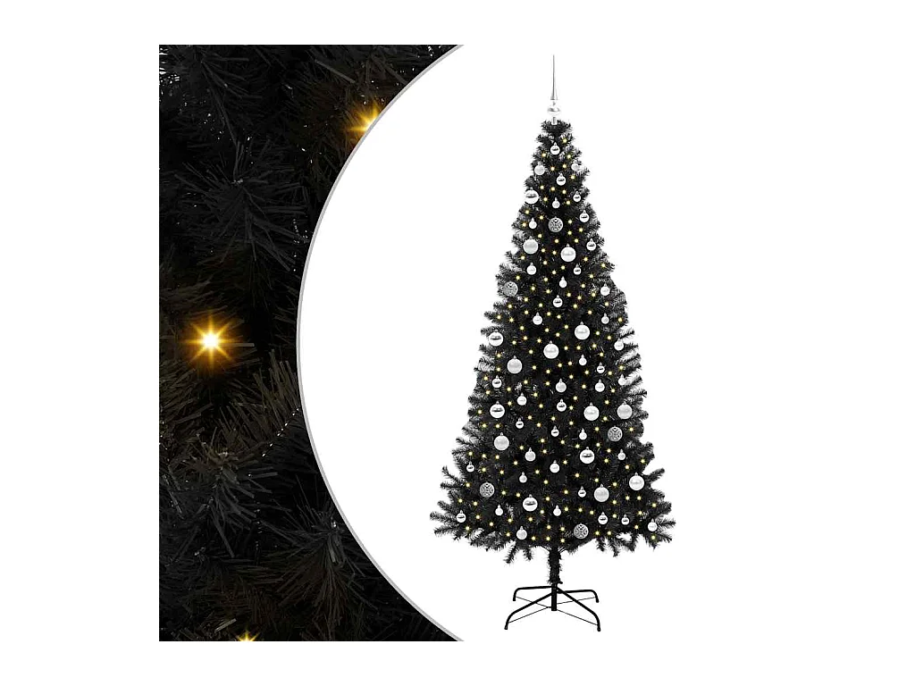 Árbol de Navidad con 300 LED con soporte Negro 210 cm PVC