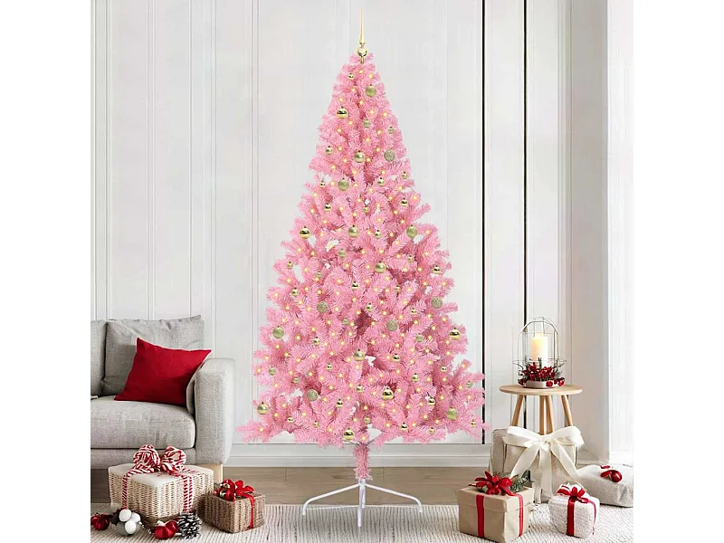 Sapin de Noël artificiel pré-éclairé Rose 240 cm PVC