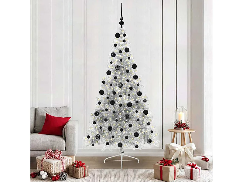 Árbol de Navidad Artificial Preiluminado Plateado 210 cm PET