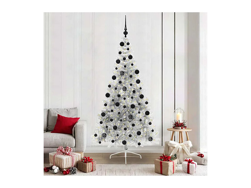 Árbol de Navidad Artificial Preiluminado Plateado 210 cm PET