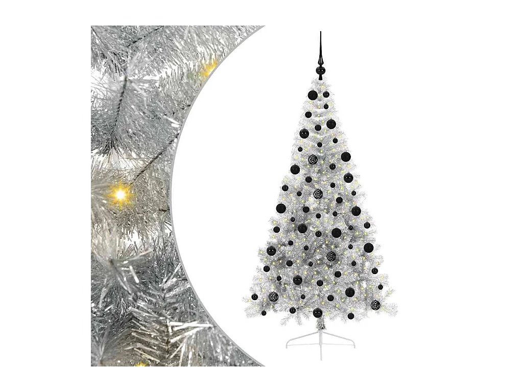 Árbol de Navidad Artificial Preiluminado Plateado 210 cm PET