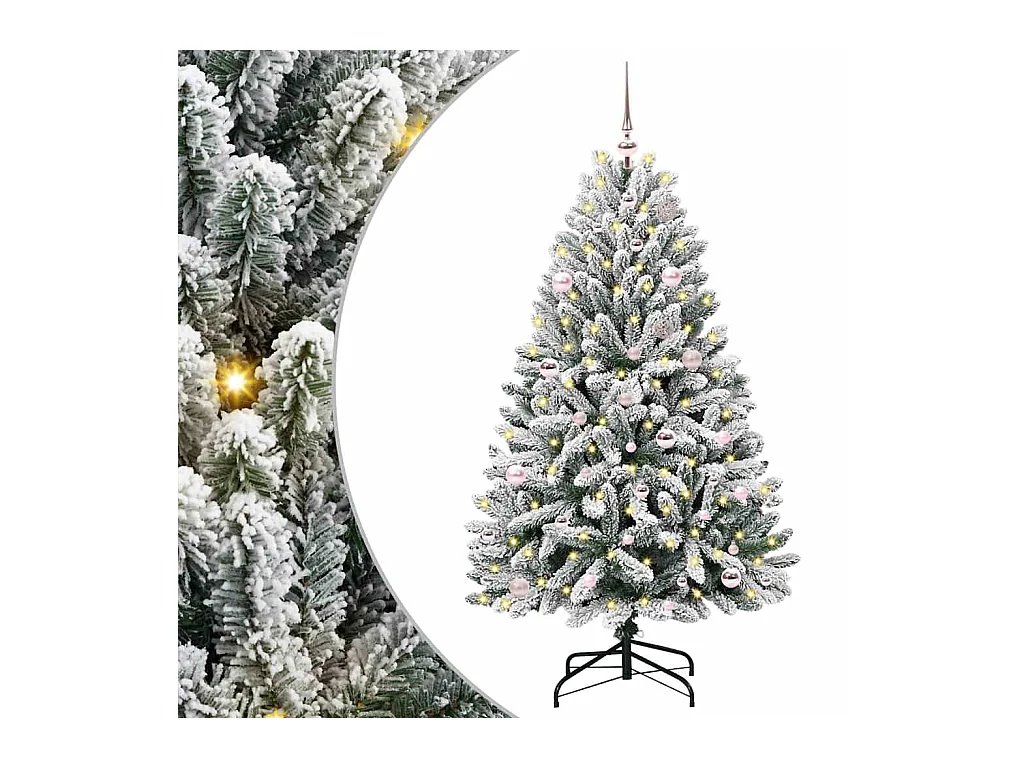 Sapin de Noël artificiel Vert et blanc 150 cm PVC et métal