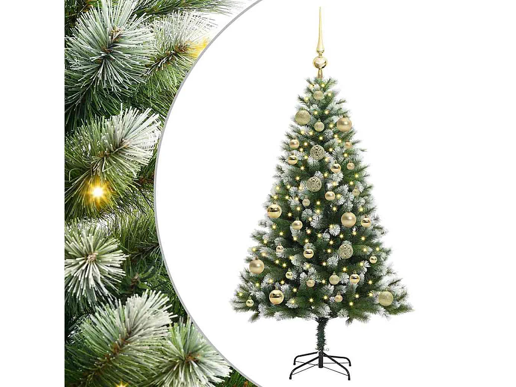 Árvore de Natal Artificial com Dobradiças e Neve Coberta 120 cm