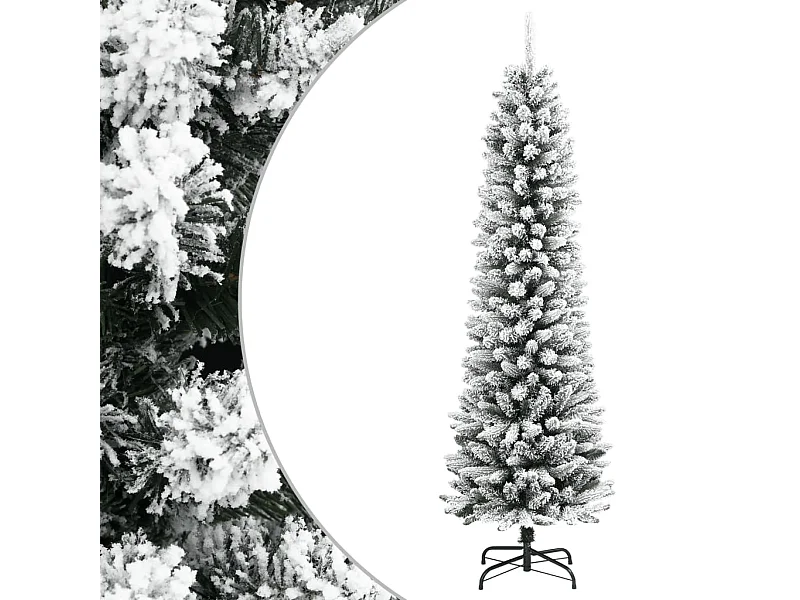 Sapin de Noël artificiel mince avec neige floquée 240 cm PVC/PE