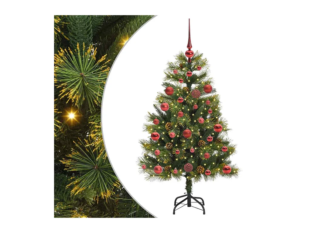 Árbol de Navidad artificial con ramas plegables y conos 120 cm