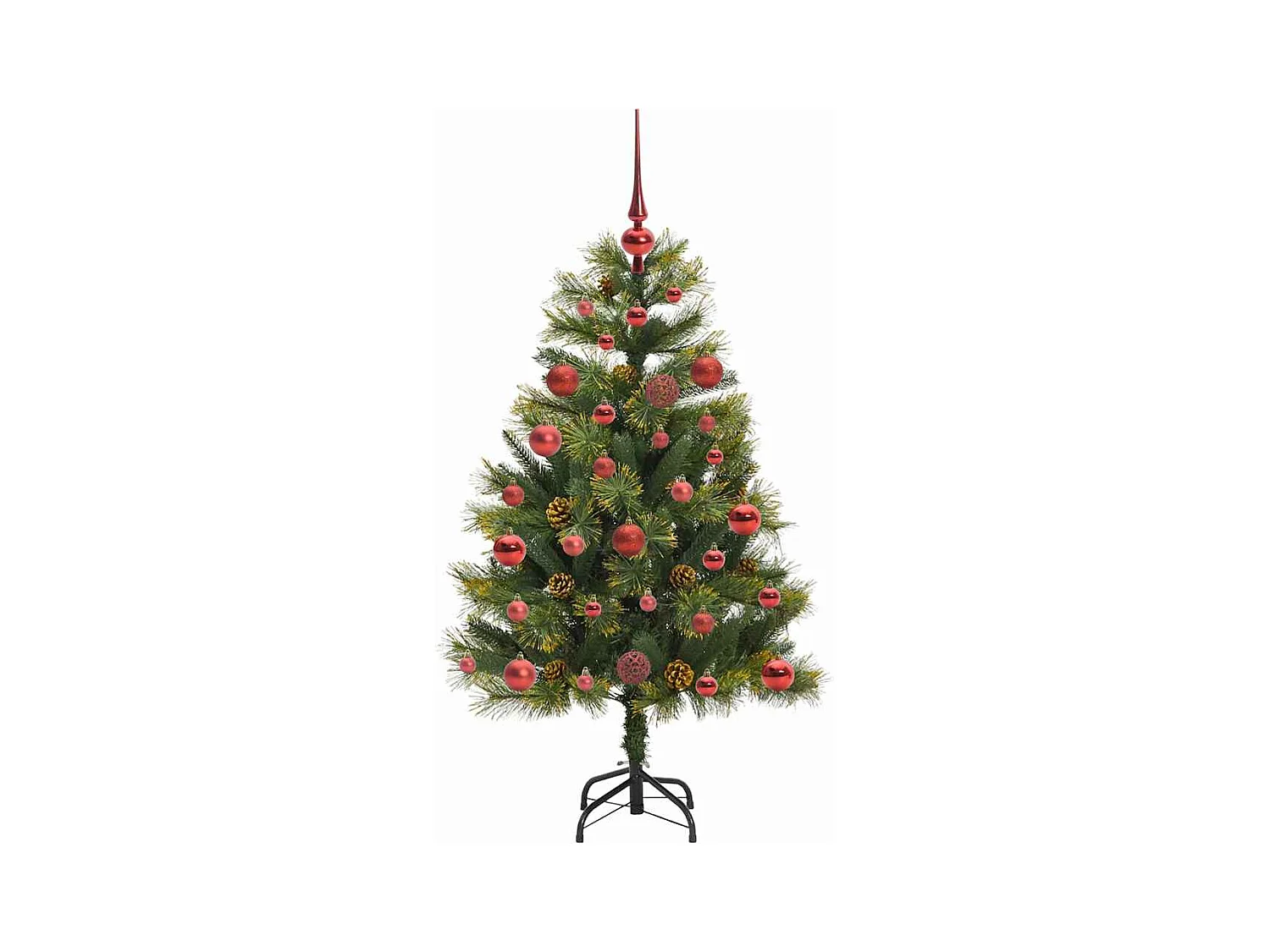 Árbol de Navidad artificial con ramas plegables y conos 120 cm