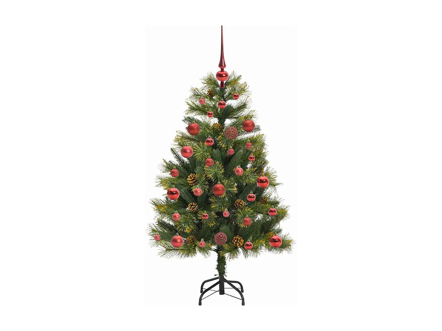 Árbol de Navidad artificial con ramas plegables y conos 120 cm