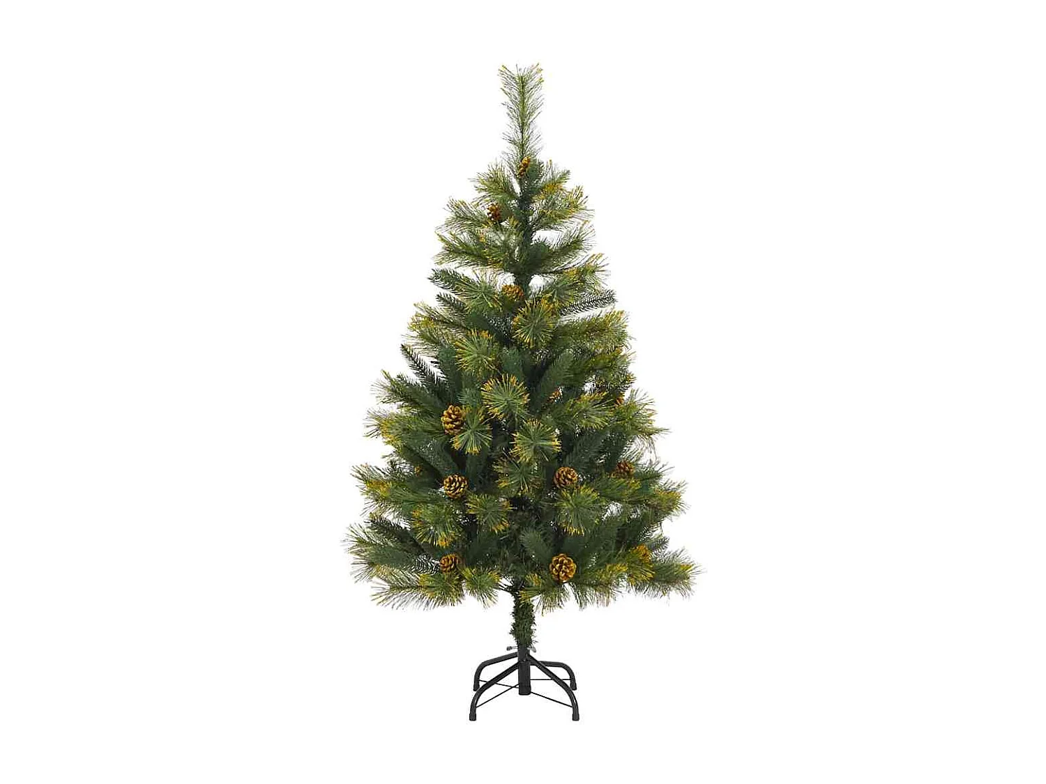 Árbol de Navidad artificial con ramas plegables y conos 120 cm