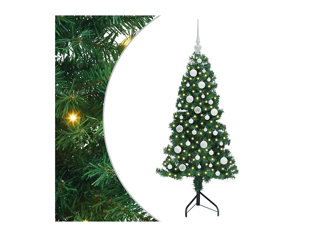 Arbre de Noël artificiel d'angle Vert 120 cm PVC et métal
