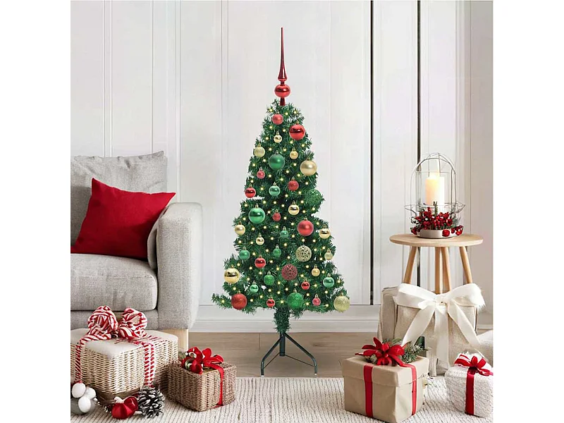 Arbre de Noël artificiel d'angle Vert 120 cm PVC et métal
