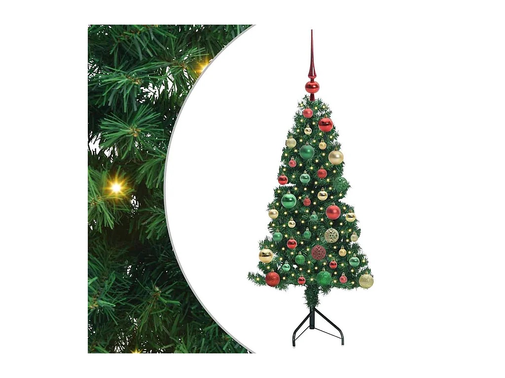 Arbre de Noël artificiel d'angle Vert 120 cm PVC et métal
