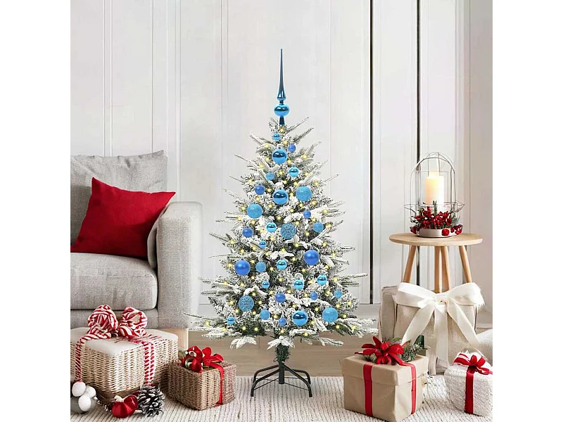 Sapin de Noël artificiel pré-éclairé avec set de boules Vert